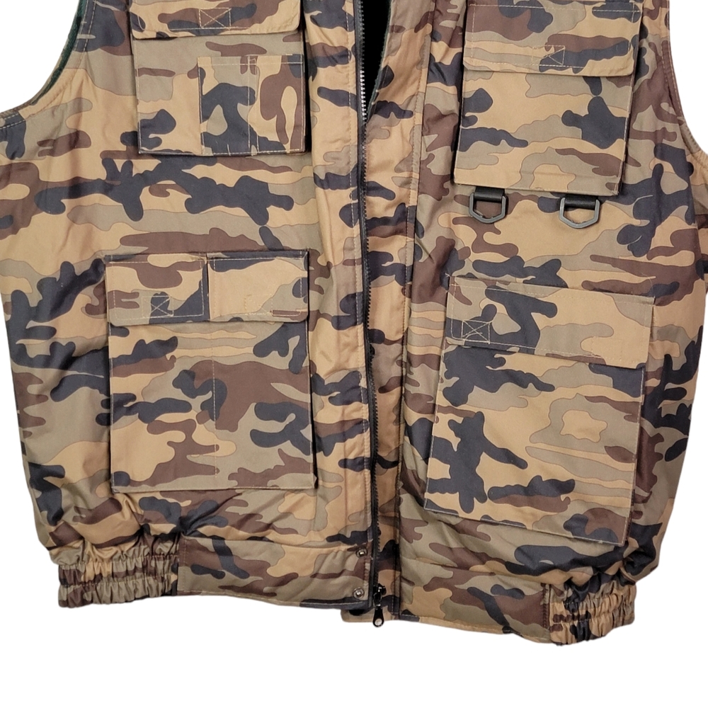 Oscar Vintage Camo Camouflage Plaid Lined Hunting Cargo Survival Outdoor Vest XL - Picture 5 of 14